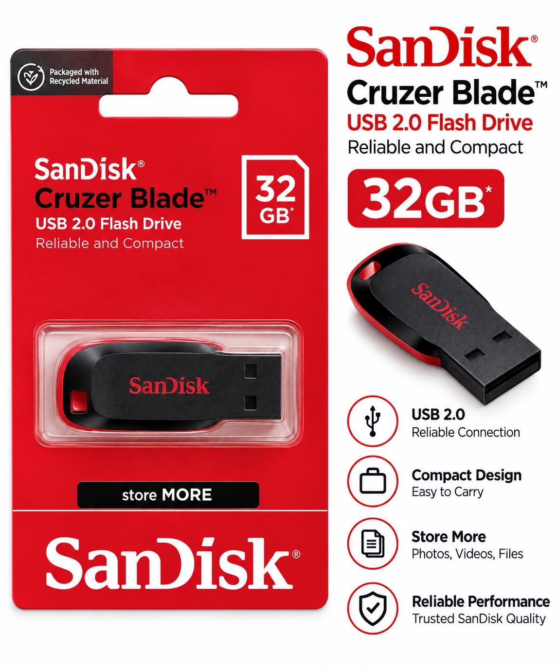 SanDisk Cruzer Blade USB 2.0 Flash Drive