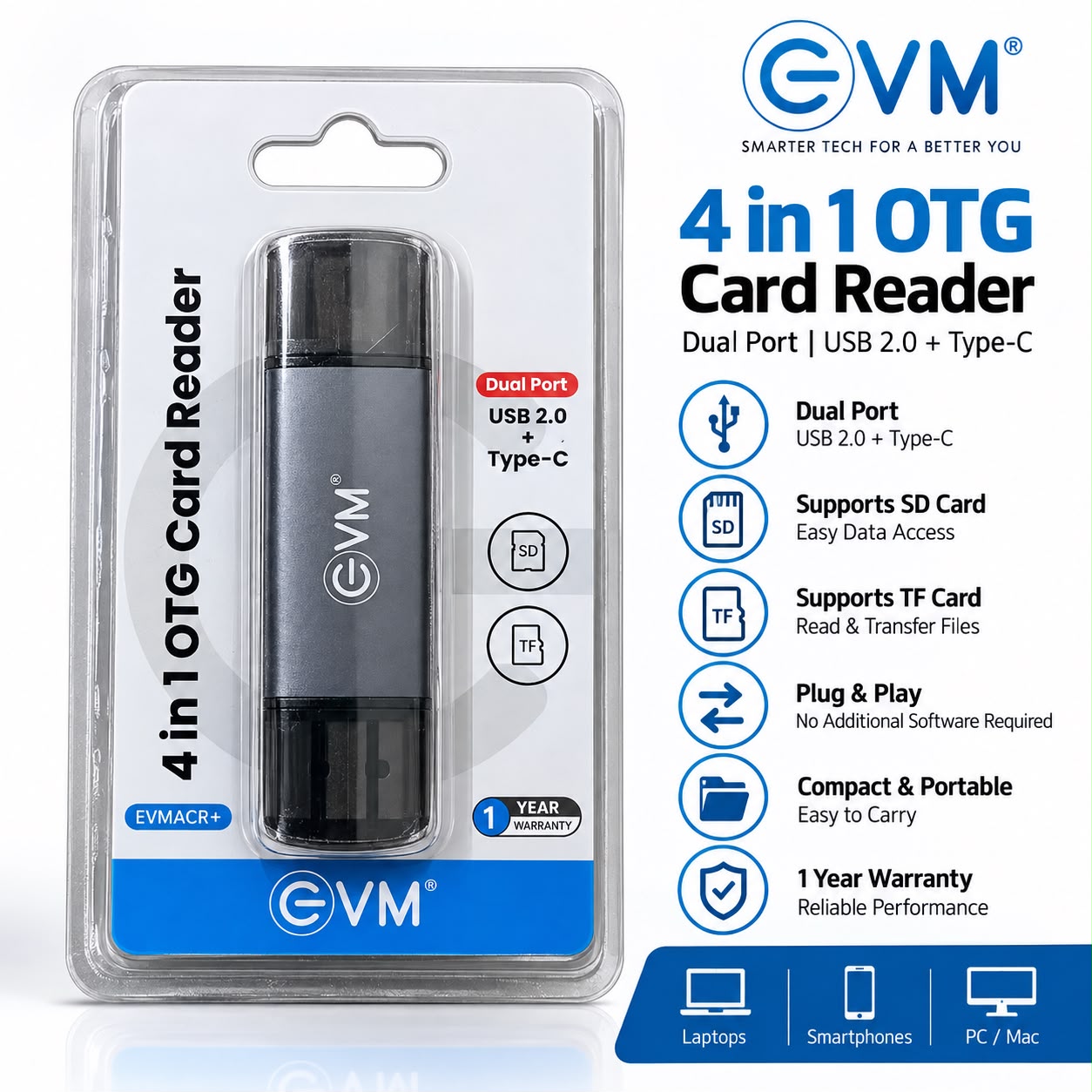EVM 4-in-1 OTG Card Reader