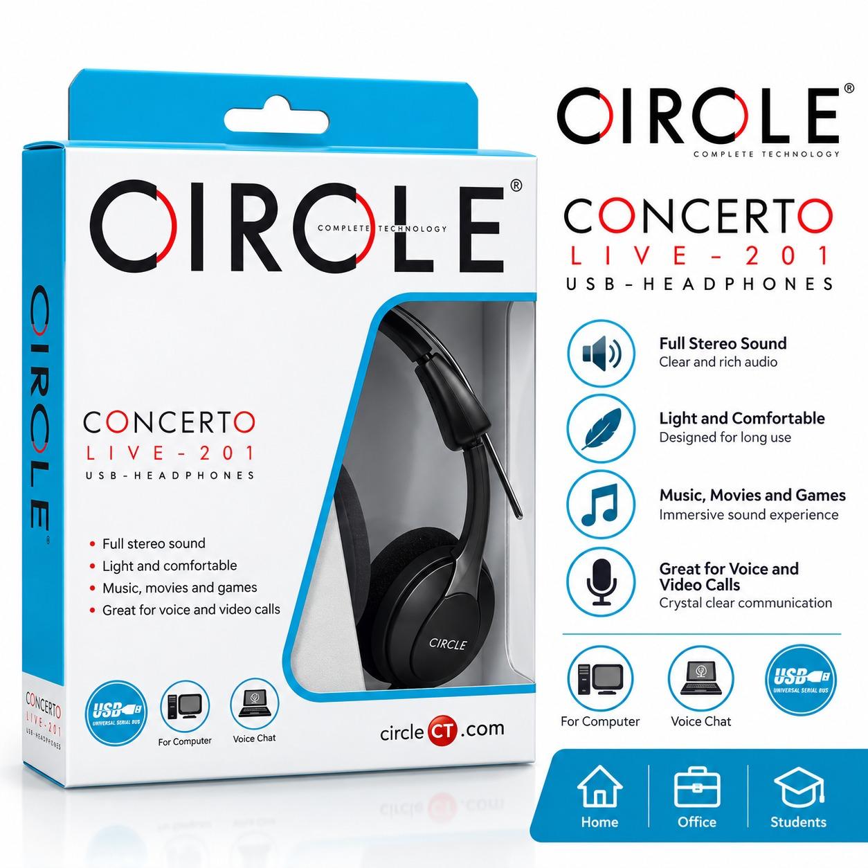 CIRCLE Concerto Live-201 USB Headphones