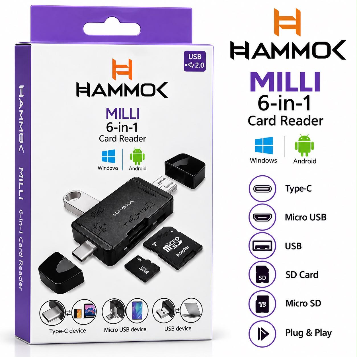 HAMMOK MILLI 6-in-1 Card Reader