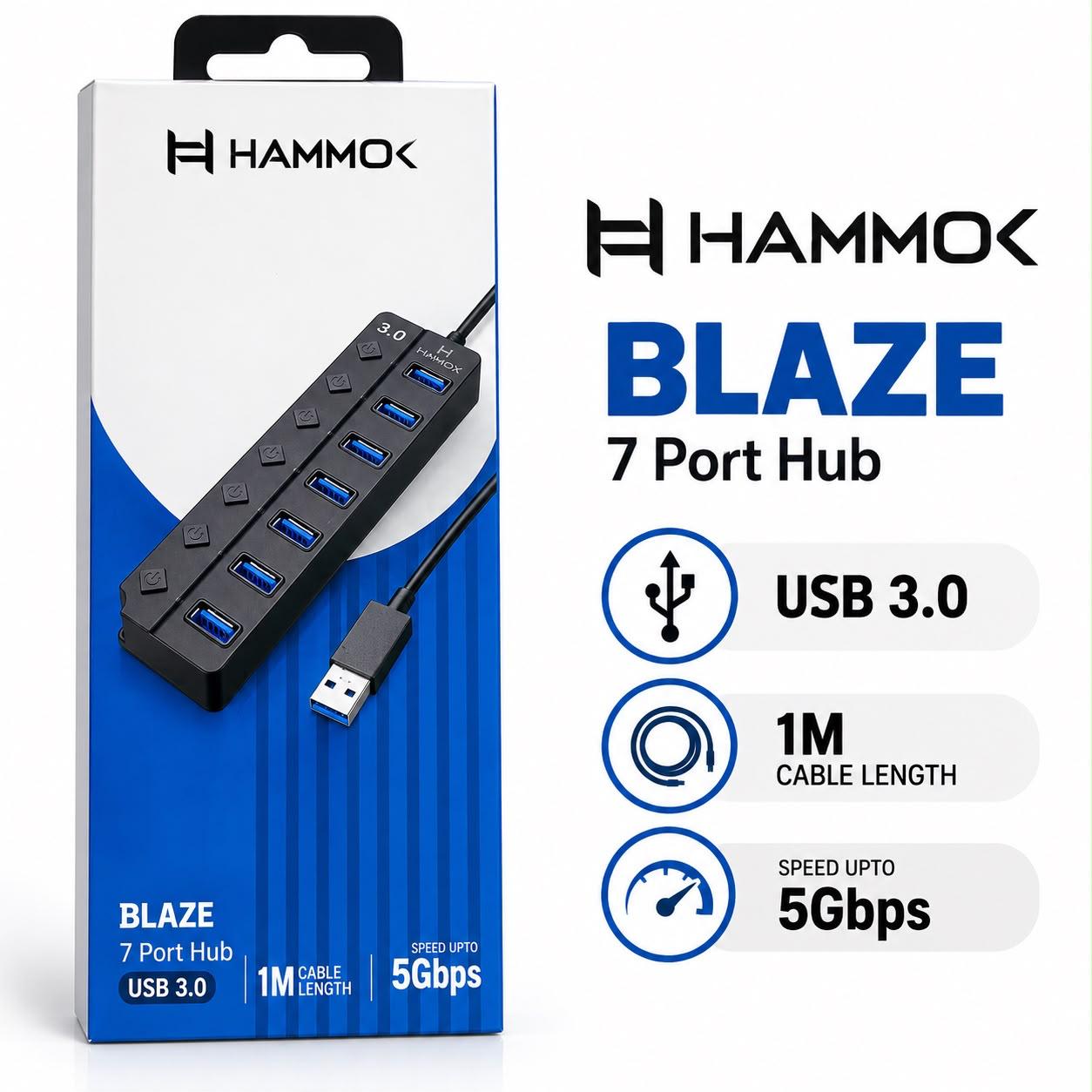 HAMMOK Blaze 7-Port USB 3.0 Hub