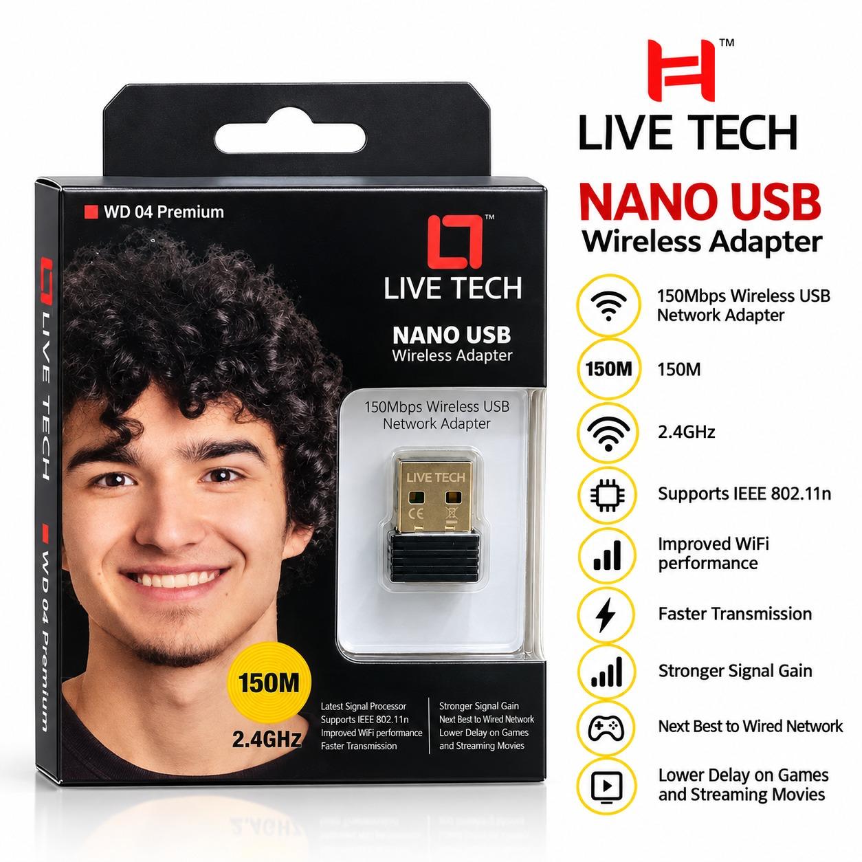 LIVE TECH WD 04 Premium Nano USB Wireless Adapter