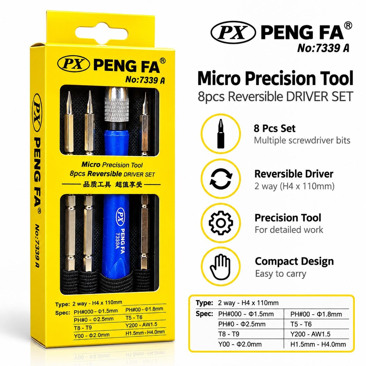 PENG FA 7339A 8-Piece Precision Screwdriver Set