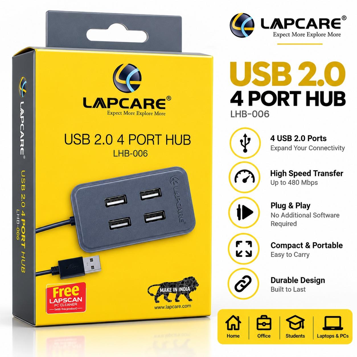 LAPCARE LHB-006 USB 2.0 4-Port Hub