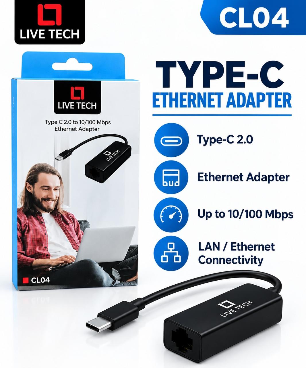 LIVE TECH CL04 Type-C to Ethernet Adapter