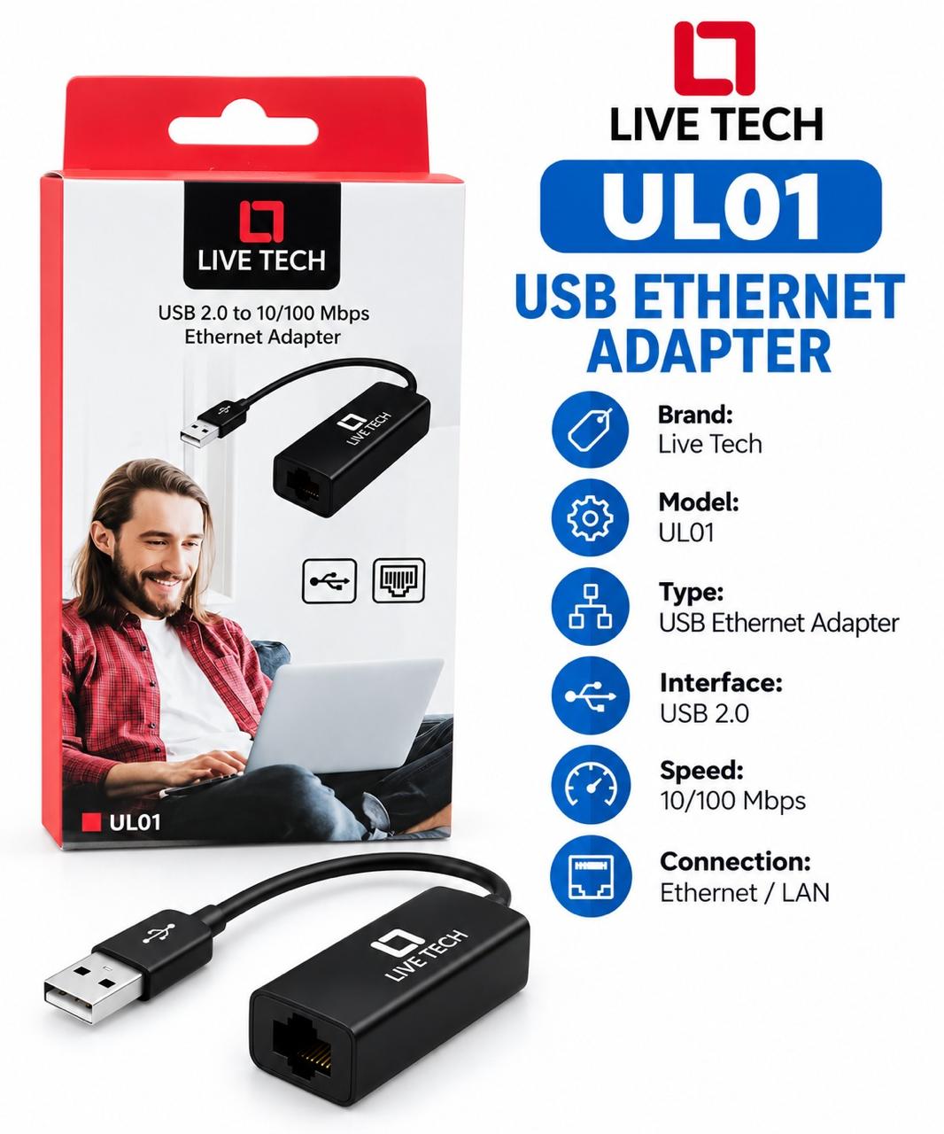 LIVE TECH UL01 USB 2.0 Ethernet Adapter